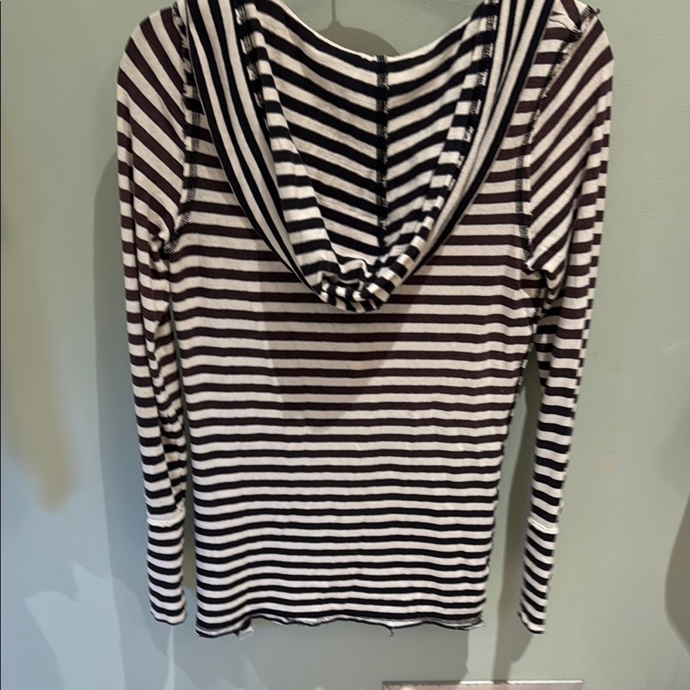 We The Free Black and White Long Sleeve Hoodie with Sailor Collar - Picture 3 of 4